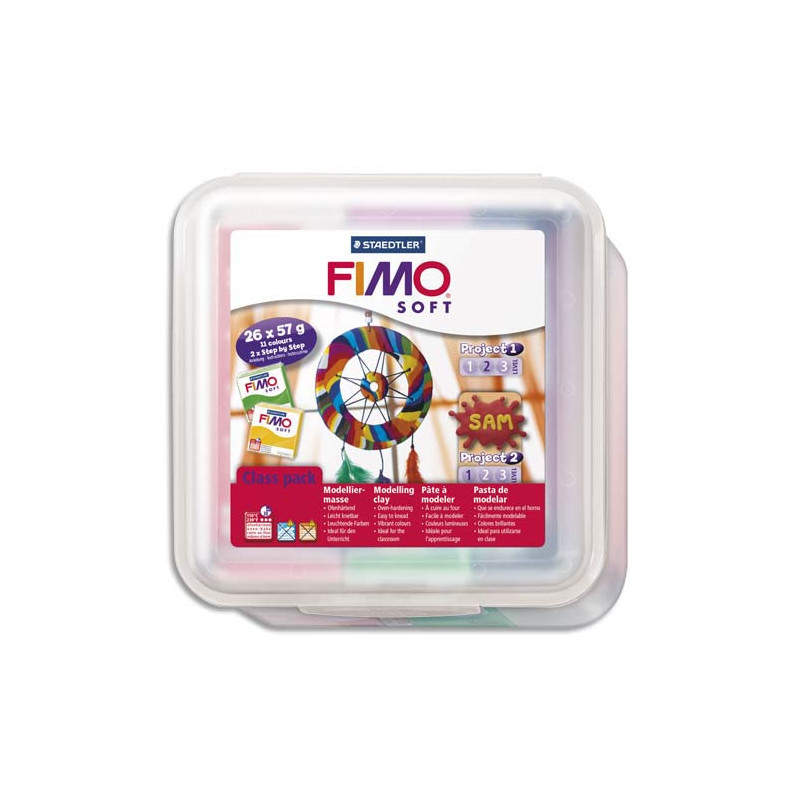 FIMO Atelier comprenant 26 pains 57 g couleurs assorties et 10 outils