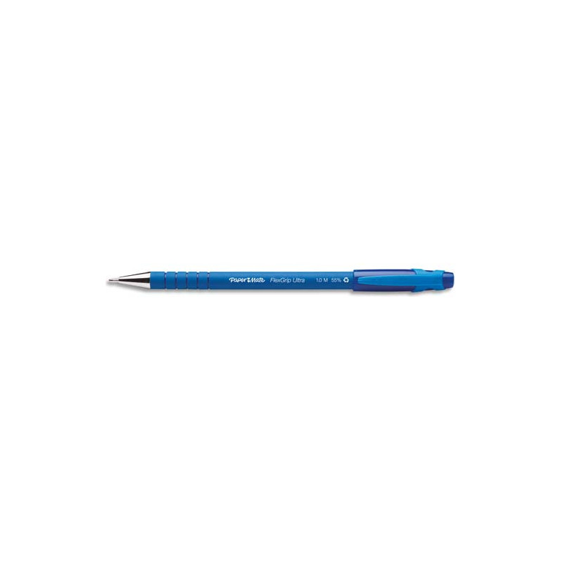 PAPERMATE Stylo à bille pointe moyenne encre Bleue corps caoutchouc à capuchon FLEXGRIP
