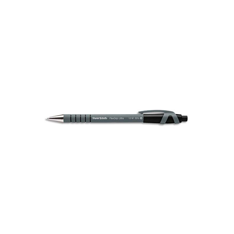 PAPERMATE Stylo bille Flexgrip pointe moyenne rétractable encre Noire corps caoutchouc