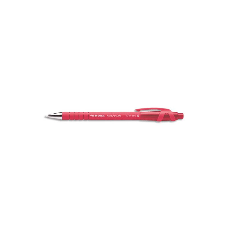 PAPERMATE Stylo bille Flexgrip pointe moyenne rétractable encre Rouge corps caoutchouc