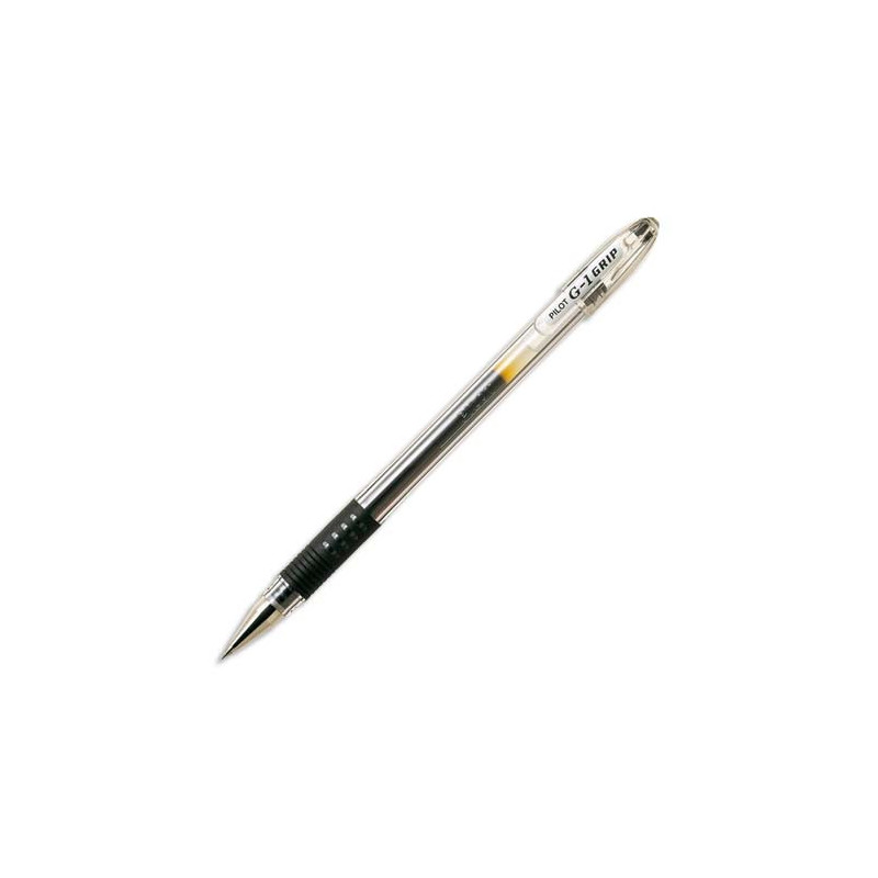 PILOT Stylo à bille pointe fine encre gel Noire corps plastique avec grip caoutchouc et capuchon G1 GRIP