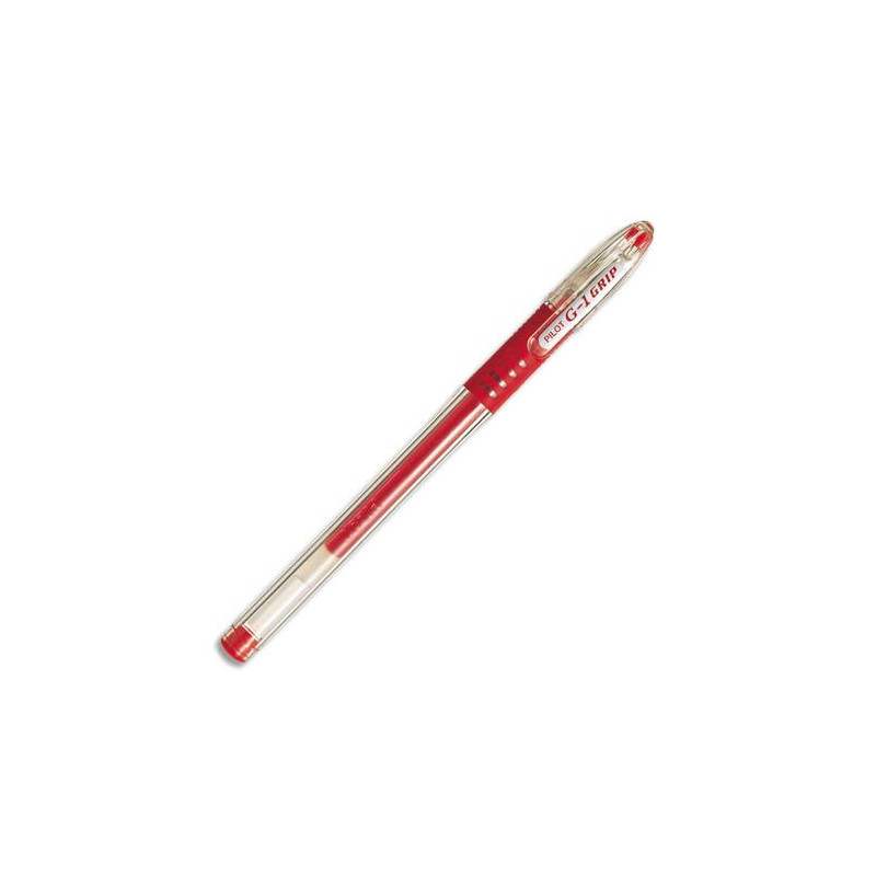 PILOT Stylo à bille pointe fine encre gel Rouge corps plastique avec grip caoutchouc et capuchon G1 GRIP