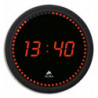 ALBA Horloge à LED cadre plastique Noir lentille en verre D30cm affichage numérique Rouge à quartz