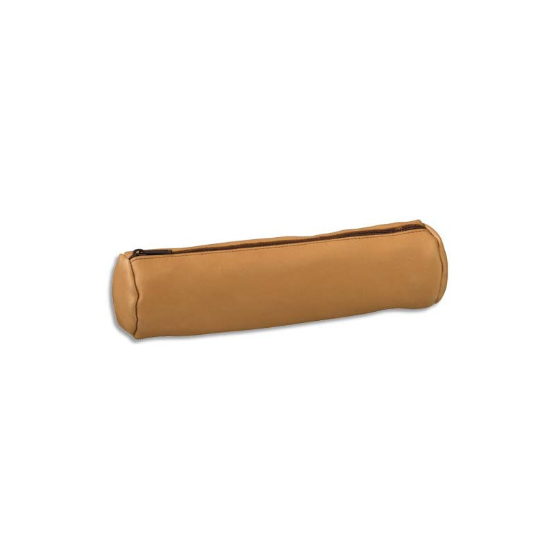 OXFORD Trouse fourre-tout ronde en cuir naturel. Coloris Beige. Dimensions : 21 x 6 x 6 cm