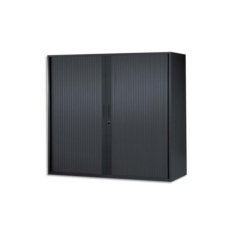 MT INTERNATIONAL Armoire basse monobloc Corps et Rideau Noir - Dimensions : L100 x H105 x P43 cm