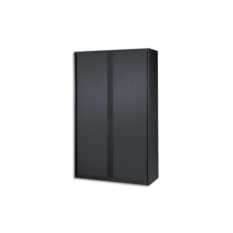 MT INTERNATIONAL Armoire haute monobloc éco Corps et Rideau Noir - Dimensions : L120 x H198 x P43 cm