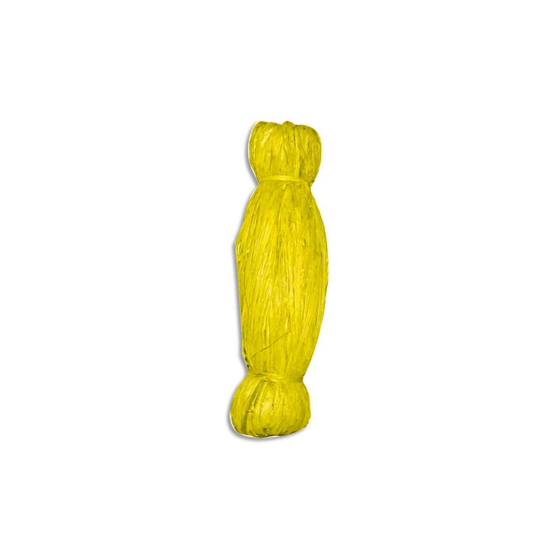 GRAINE CREATIVE Bobine de 50g de raphia végétal coloris Jaune, longueur non standardisée de 1 à 1,20m