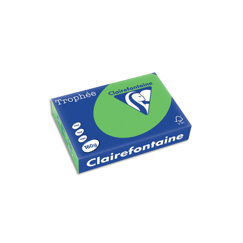 CLAIREFONTAINE Ramette de 250 feuilles papier couleur TROPHEE 160 grammes format A4 Vert menthe 1025