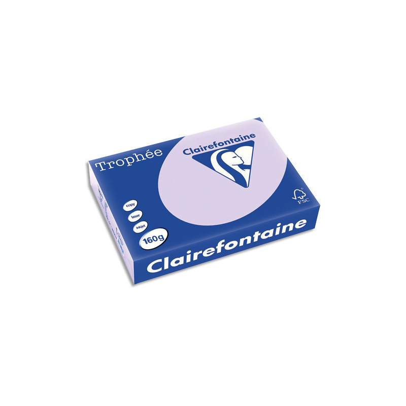 CLAIREFONTAINE Ramette de 250 feuilles papier couleur TROPHEE 160 grammes format A4 lilas 1043