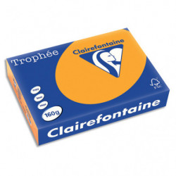 CLAIREFONTAINE Ramette de 250 feuilles papier couleur TROPHEE 160 grammes format A4 clémentine 1042