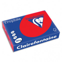 CLAIREFONTAINE Ramette de 250 feuilles papier couleur TROPHEE 160 grammes format A4 Rouge corail 1004