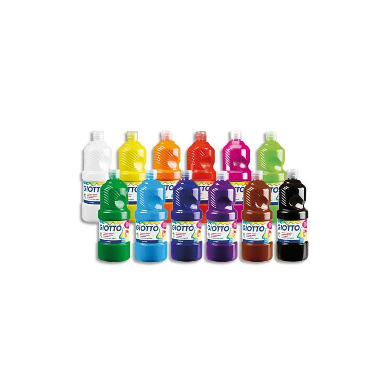 GIOTTO Pack école de 8 x 1 litre de gouache couleur assorties