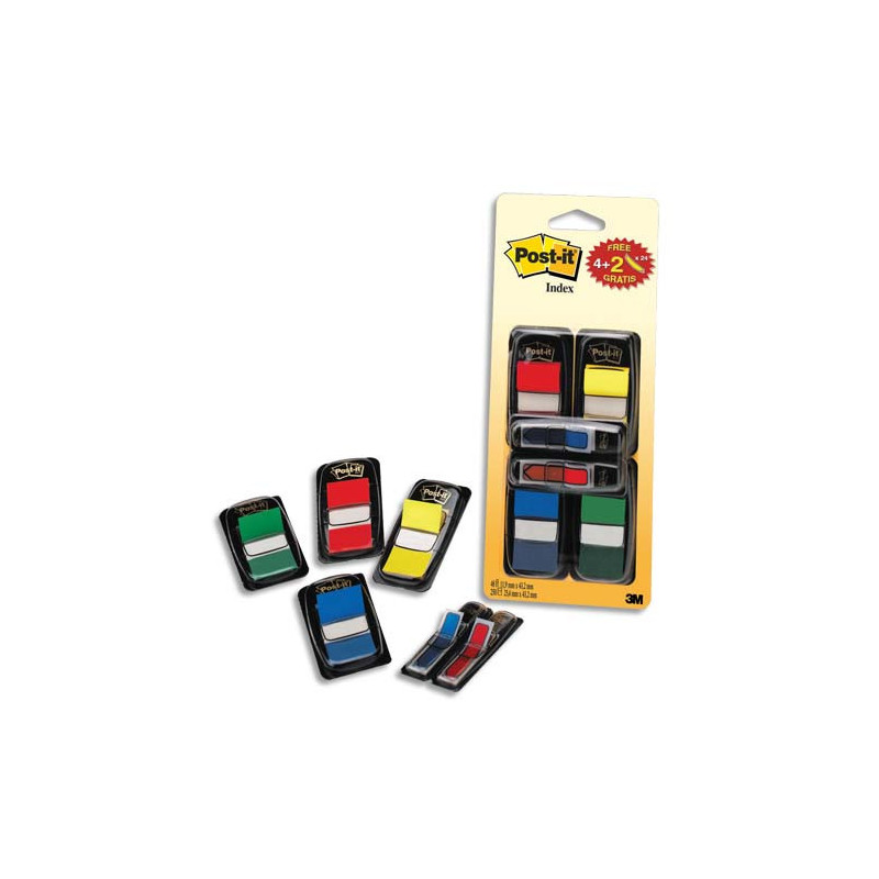 POST-IT Lot de 4x50 marque-pages standards coloris assortis standard et 2x24 marque-pages étroits flèche