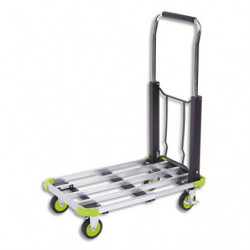 WONDAY Chariot pliable aluminium noir vert, largeur 40 cm, longueur 50 à 72 cm