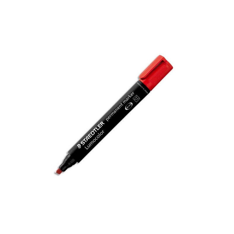 STAEDTLER Marqueur permanent pointe biseau corps plastique encre Rouge à base d'alcool ne sèche pas 350