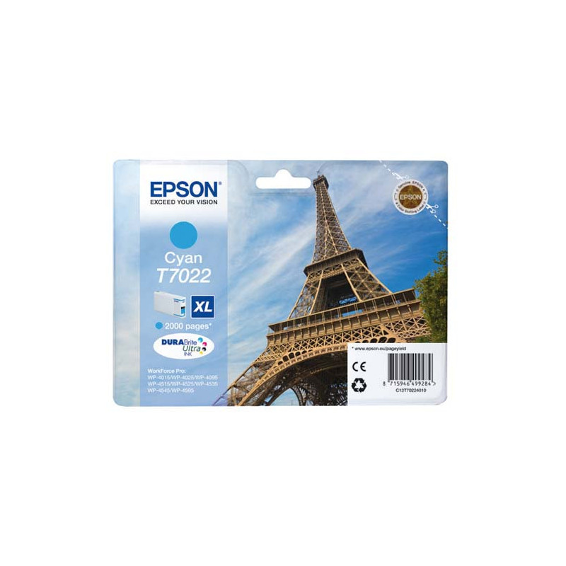 EPSON Cartouche Jet d'Encre Cyan XL (2 000 p) ''Tour Eiffel'' - C13T70224010