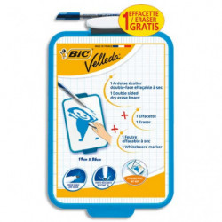 BIC Velleda Ardoise Ecolier Double Face Effaçable + Feutre Bleu Effaçable + Effacette - Turquoise x1