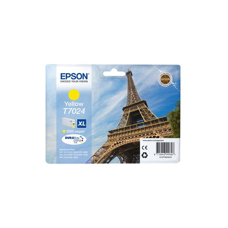 EPSON Cartouche Jet d'Encre Jaune XL (2 000 p) ''Tour Eiffel'' - C13T70244010