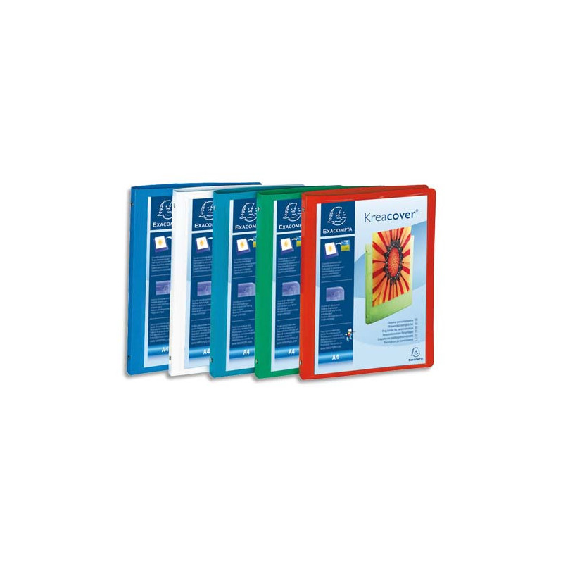 EXACOMPTA Classeur personnalisable KREACOVER en polypropylène, 4 anneaux 15mm, pour A4, coloris Assortis