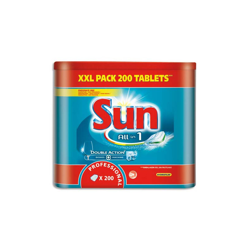 SUN PROFESSIONAL Boîte de 200 tablettes pour lave-vaisselle tout en un maxi pack