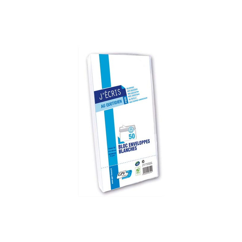 GPV Paquet de 50 enveloppes Blanches auto-adhésives 90 grammes format 110x220mm fenêtre 45x100 réf 6259