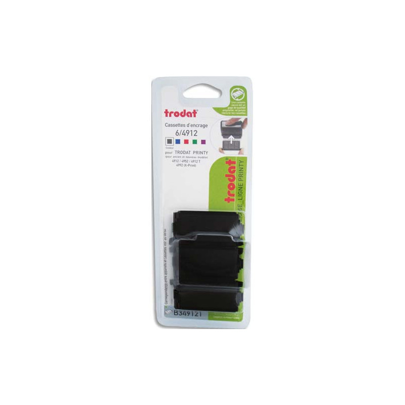 TRODAT Boîte 10 recharges 6/4912 pour appareils 4912/4912T/4952/4992 Xprint. Noir
