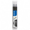 PILOT Set de 3 recharges pour roller FriXion Ball. Pointe moyenne 0,7 mm. Encre Noir