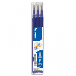 PILOT Set de 3 recharges pour roller FriXion Ball. Pointe moyenne 0,7 mm. Encre Bleu