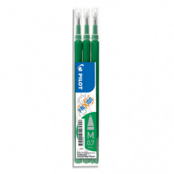 PILOT Set de 3 recharges pour roller FriXion Ball. Pointe moyenne 0,7 mm. Encre Vert