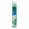 PILOT Set de 3 recharges pour roller FriXion Ball. Pointe moyenne 0,7 mm. Encre Vert