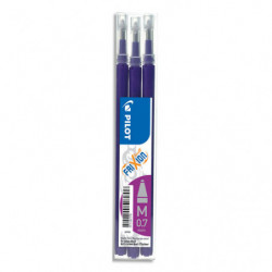 PILOT Set de 3 recharges pour roller FriXion Ball. Pointe moyenne 0,7 mm. Encre Violet