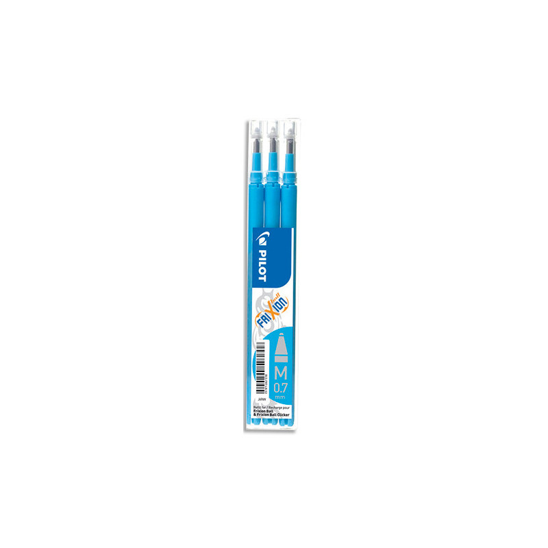 PILOT Set de 3 recharges pour roller FriXion Ball. Pointe moyenne 0,7 mm. Encre Turquoise