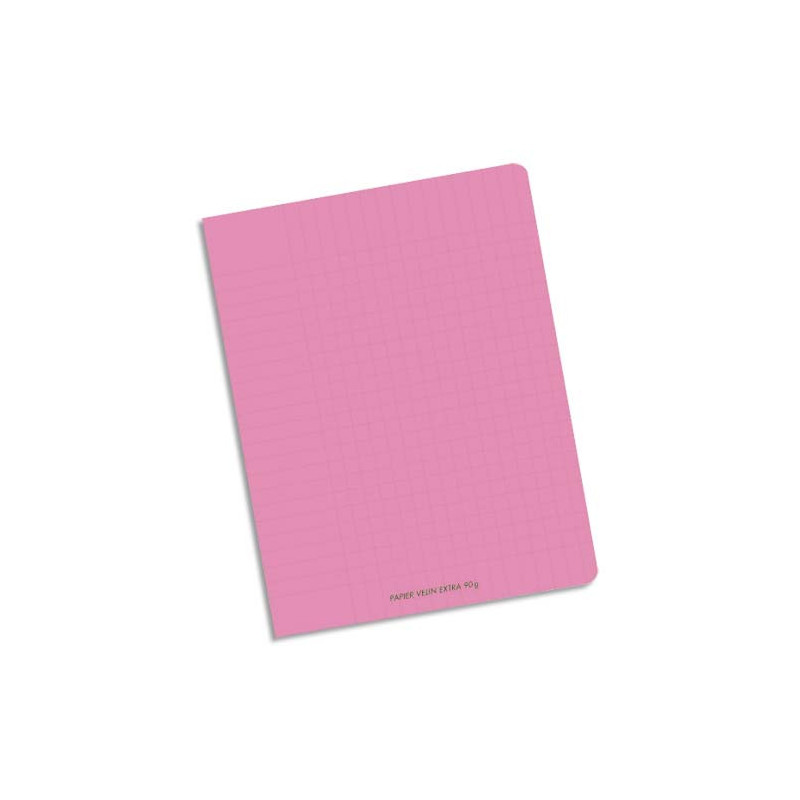 CONQUERANT C9 Cahier piqûre 17x22cm 96 pages 90g grands carreaux Seyès. Couverture polypropylène Rose