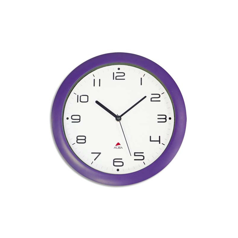 ALBA Horloge murale Hornew silencieuse Prune, pile AA non fournie - Diamètre 30 cm