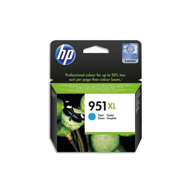 HP 951XL Cartouche d'Encre Cyan grande capacité Authentique (CN046AE)