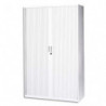 MT INTERNATIONAL Armoire haute métal monobloc Corps et Rideaux Blanc 4 tablettes Dim. L120 x H198 x P43cm