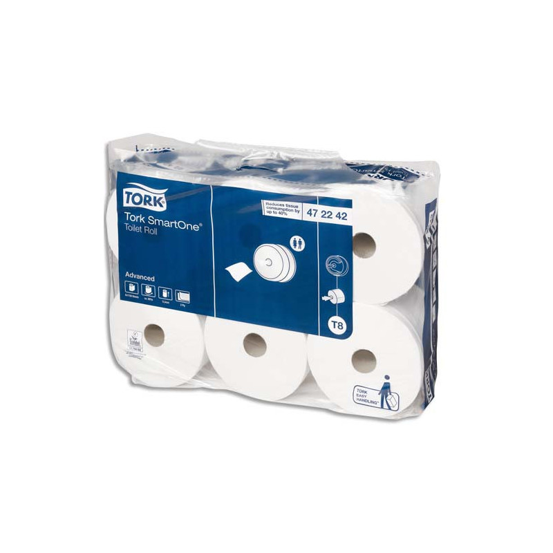 TORK Lot de 6 rouleaux Papier toilette Classic Advanced 2 plis 1150 feuilles Ecolabel distrib SmartOne