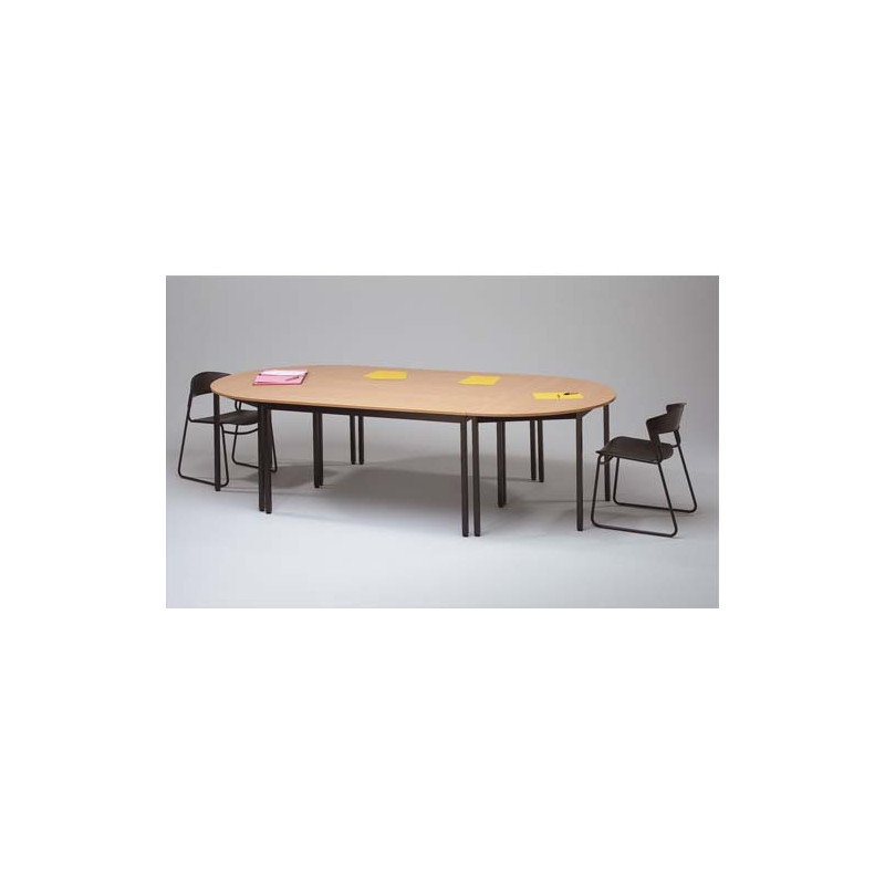 SODEMATUB Table polyvalente demi-rond diamètre 140 cm hêtre/Noir