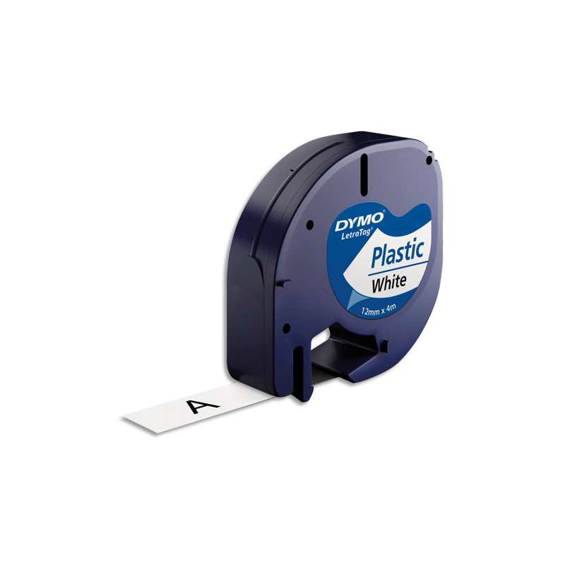DYMO Ruban LetraTag Noir/Blanc plastique 12 mm x 4 m S0721610
