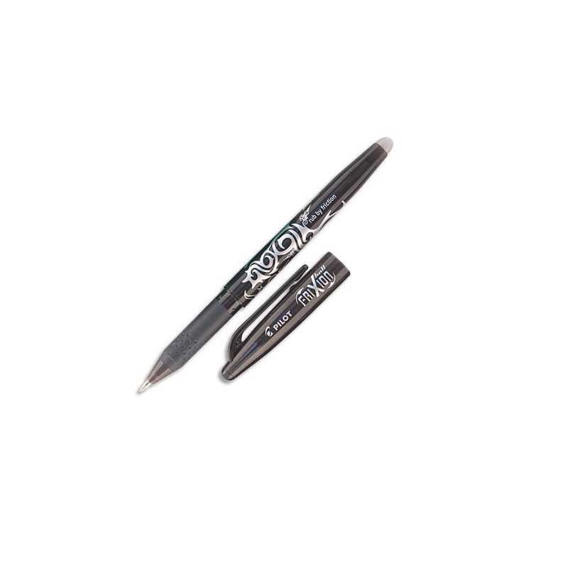 PILOT Stylo bille encre gel qui s'efface à l'aide de la gomme en bout de stylo FriXion coloris Noir