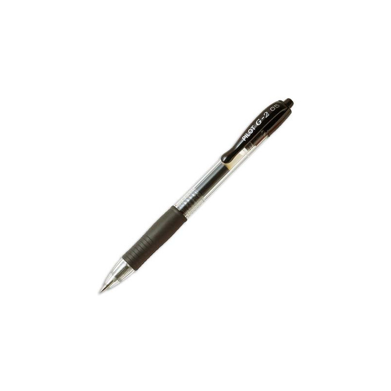 PILOT Stylo à bille pointe fine rétractable encre gel Noire corps plastique avec grip caoutchouc G2