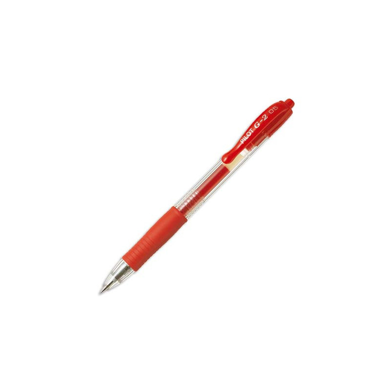 PILOT Stylo à bille pointe fine rétractable encre gel Rouge corps plastique avec grip caoutchouc G2