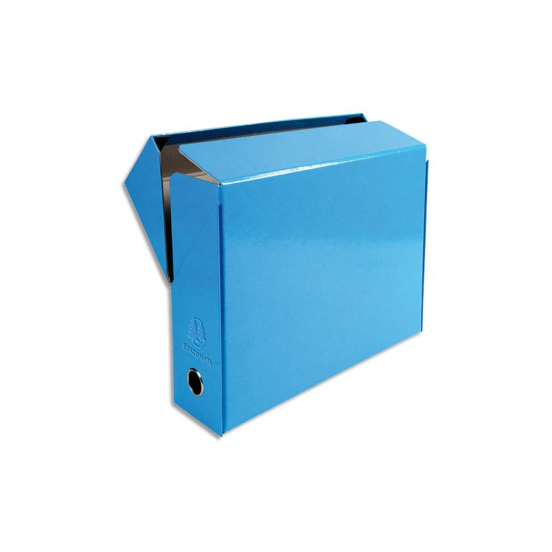 EXACOMPTA Boîte de transfert Iderama, carte lustrée pelliculée, dos 9 cm, 34x25,5cm, coloris Bleu clair