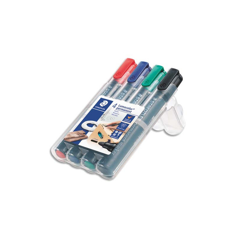 STAEDTLER Boîte de 4 marqueurs permanents assortis pointe ogive