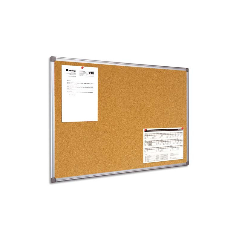 BI-OFFICE Tableau d'affichage en Liège, cadre en PVC Gris - Format : L90 x H60 cm