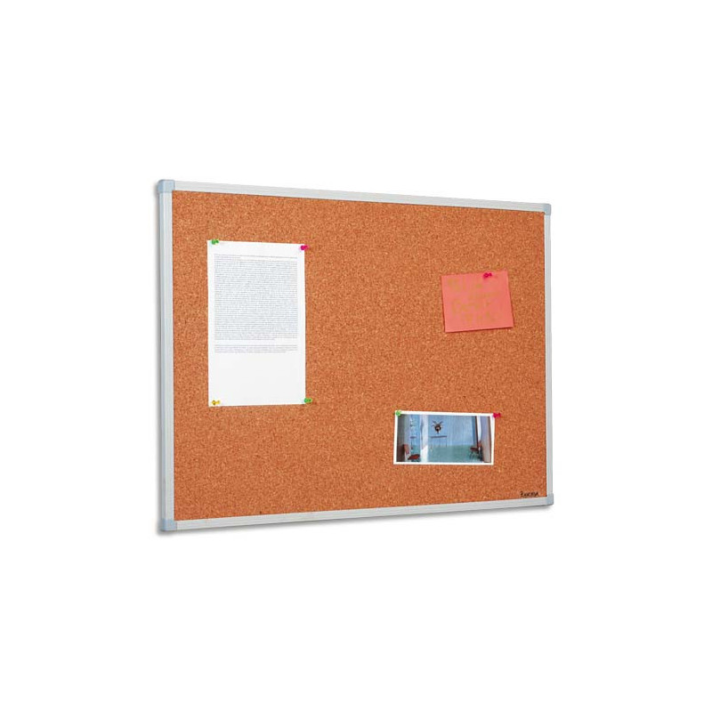BI-OFFICE Tableau d'affichage en Liège, cadre en PVC Gris - Format : L120 x H90 cm