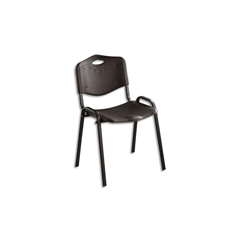 Chaise collectivité Iso Plast assise et dossier en polypropylène Noir, structure en métal époxy Noir