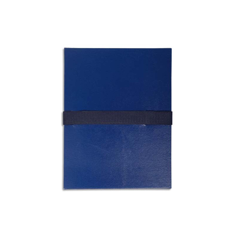 EXACOMPTA Chemise extensible en balacron. Rabat en pied, fermeture par sangle scratch. Coloris Bleu foncé