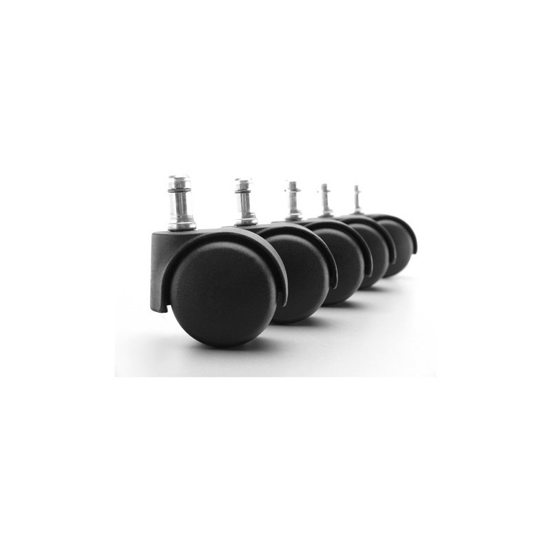 Jeu de 5 roulettes Noires adaptables sur : siège, chaise, tabourets Techniques