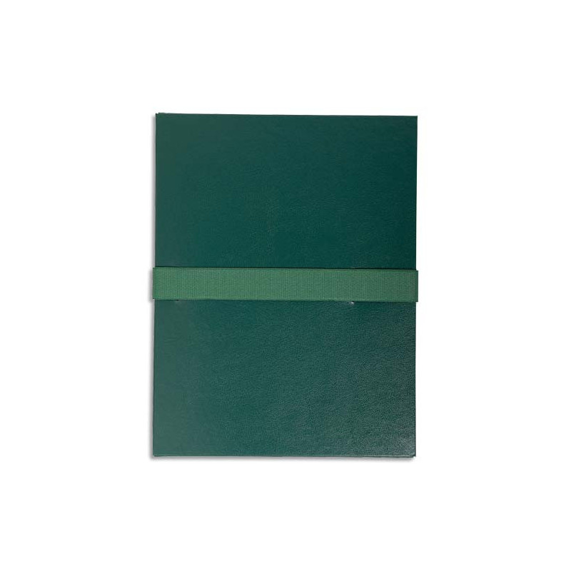 EXACOMPTA Chemise extensible en balacron. Rabat en pied, fermeture par sangle scratch. Coloris Vert foncé